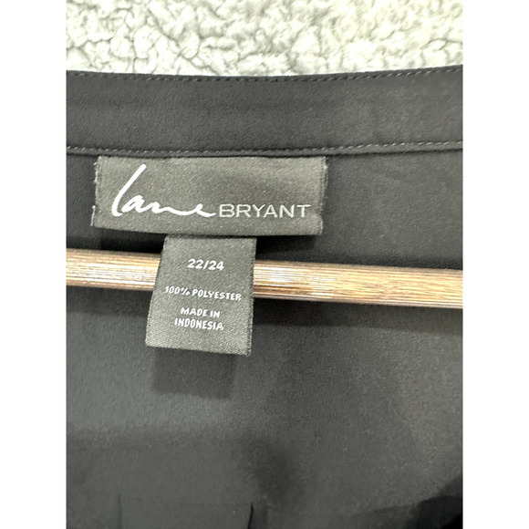 Lane Bryant Top womens 22/24 Black Striped Asymmetrical Hem Fairy Whimsigoth - Picture 2 of 6